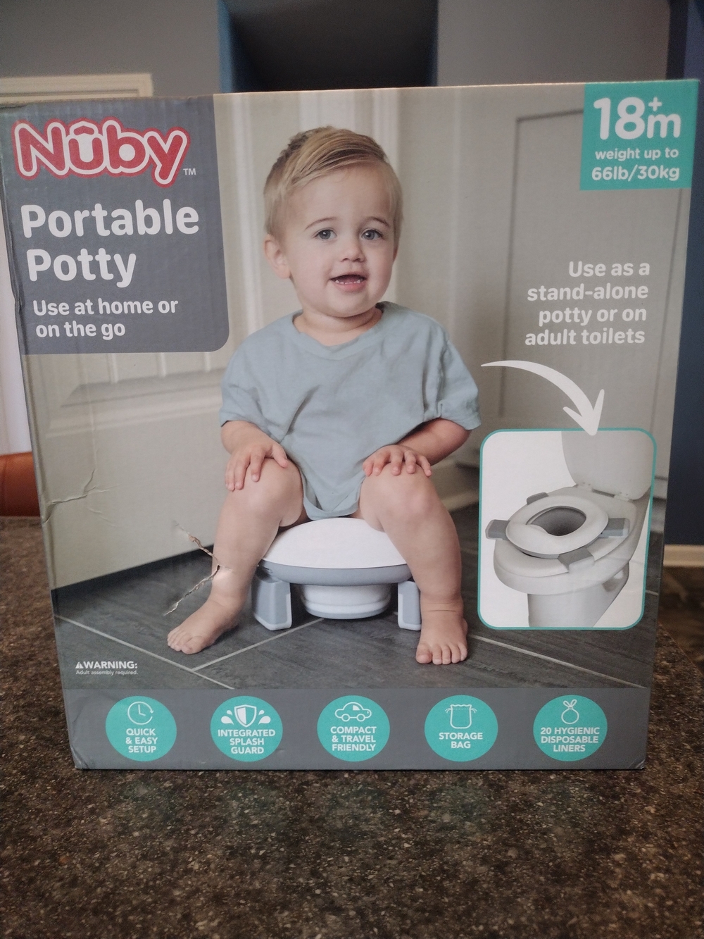 Nuby Portable Potty - Gray & White Travel Toddler Toilet